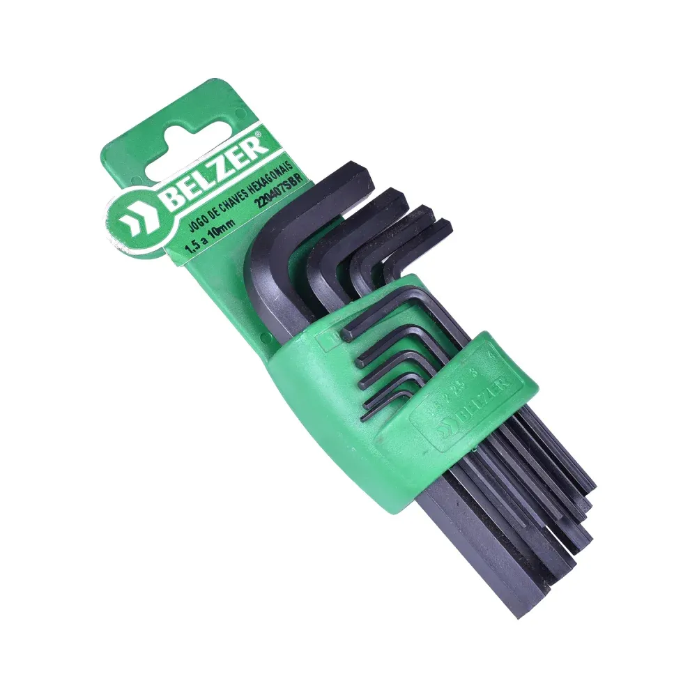 Jogo Chave Allen Hexagonal Curta 1,5 a 10mm 9 Pçs Belzer/Sata - Imagem 2