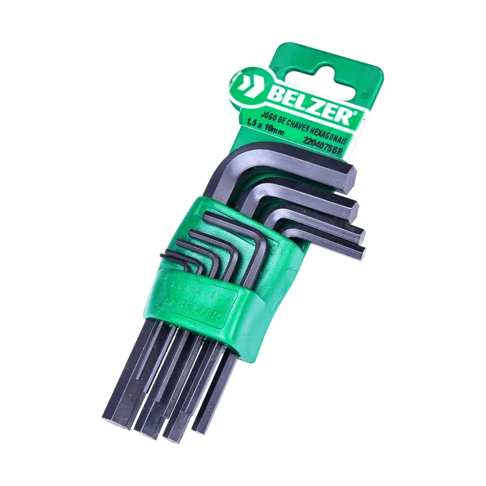 Jogo Chave Allen Hexagonal Curta 1,5 a 10mm 9 Pçs Belzer/Sata - Imagem 3