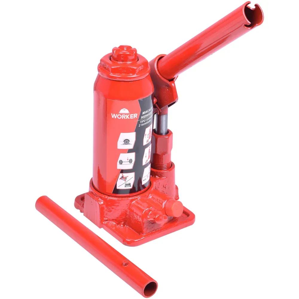 Macaco Hidráulico Garrafa com Maleta 2T 60mm Worker - Imagem 2