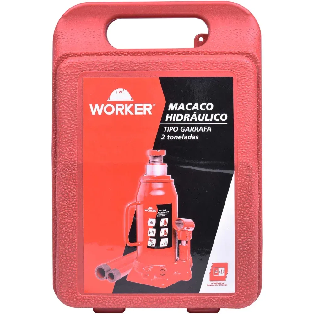 Macaco Hidráulico Garrafa com Maleta 2T 60mm Worker - Imagem 5