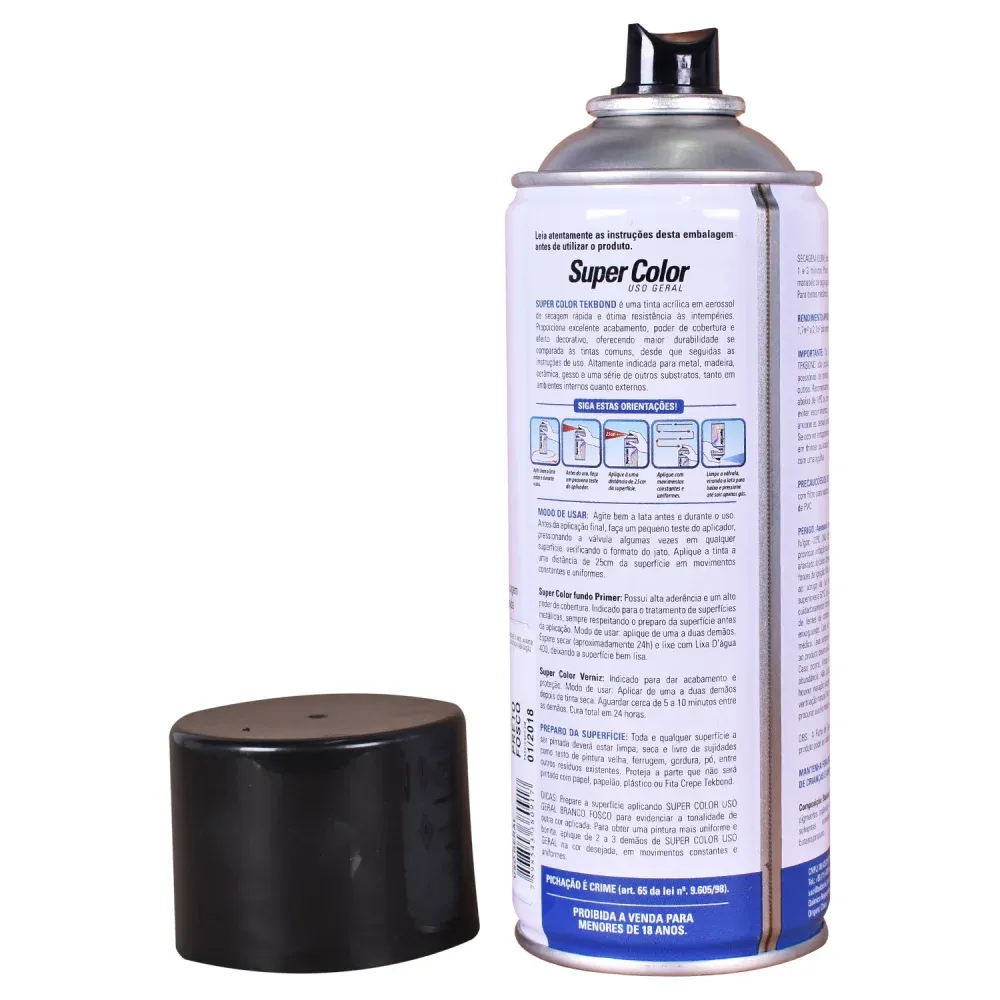Tinta Spray Super Color para Uso Geral Vermelha 350ml Tekbond - Imagem 3