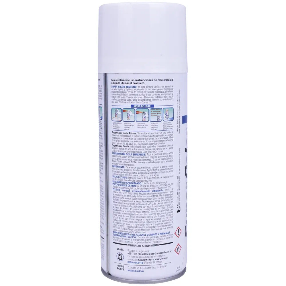 Tinta Spray branco Fosco 350ml Tekbond - Imagem 7