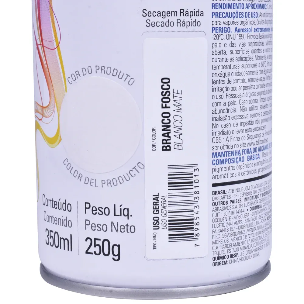 Tinta Spray branco Fosco 350ml Tekbond - Imagem 9