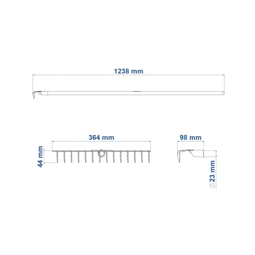 Ancinho metálico estampado, 14 dentes, cabo de madeira 120 cm Tramontina 77110644 - Imagem 2