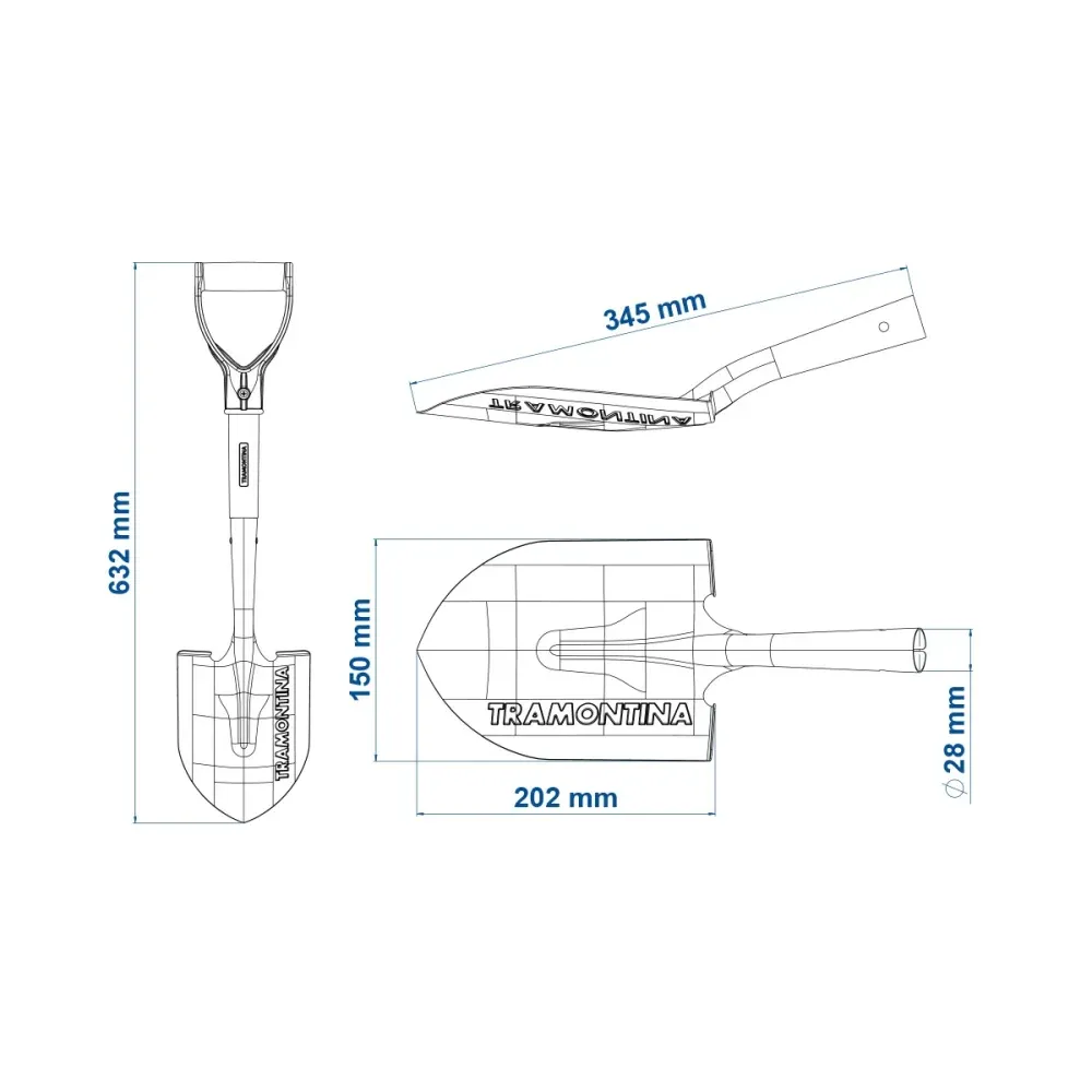 Pá de bico pequena, cabo de madeira 45 cm Tramontina 77498404 - Imagem 2