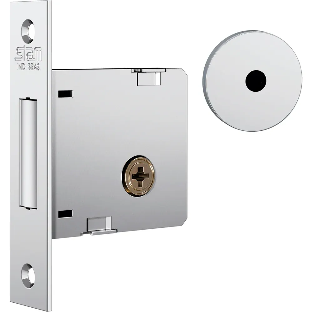 Trava Tetra Externa de Segurança Cromado em Inox Polido Stam