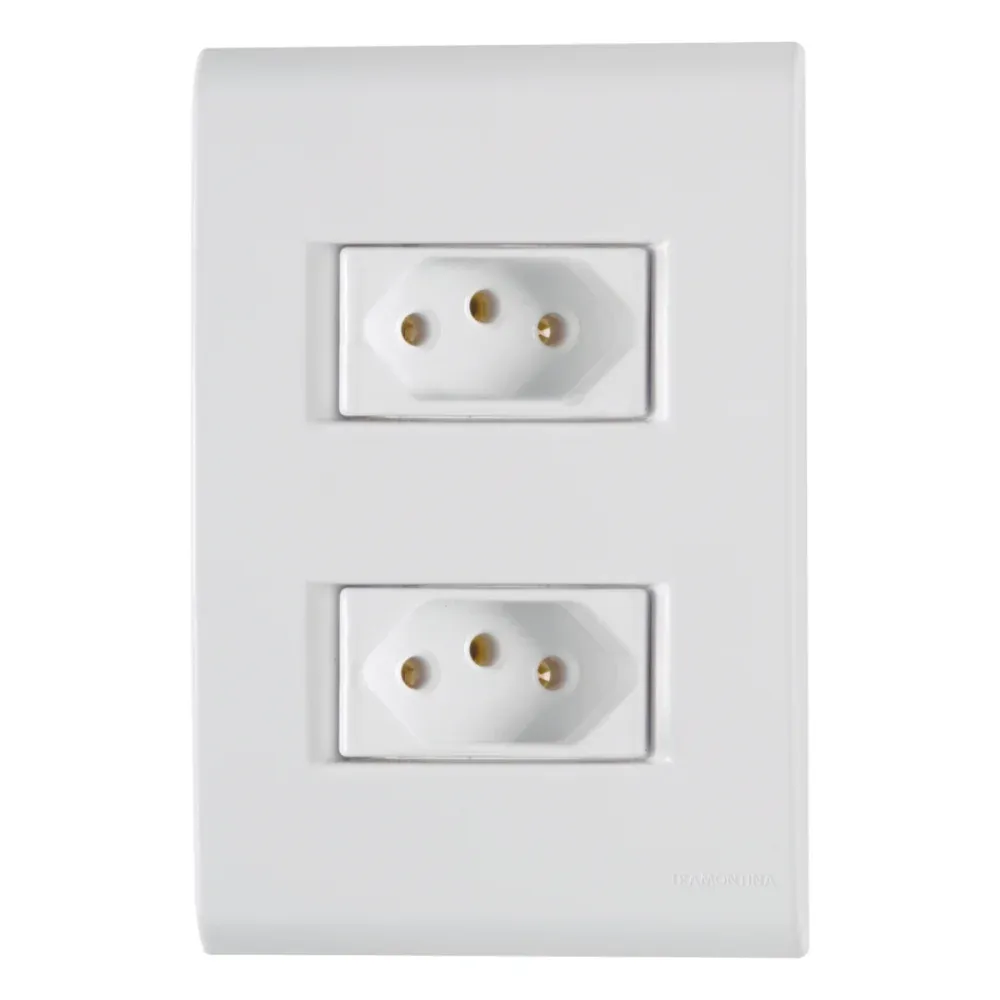 Conjunto 2 Tomadas Liz Branca Horizontal 2P+T 20A 250V Tramontina