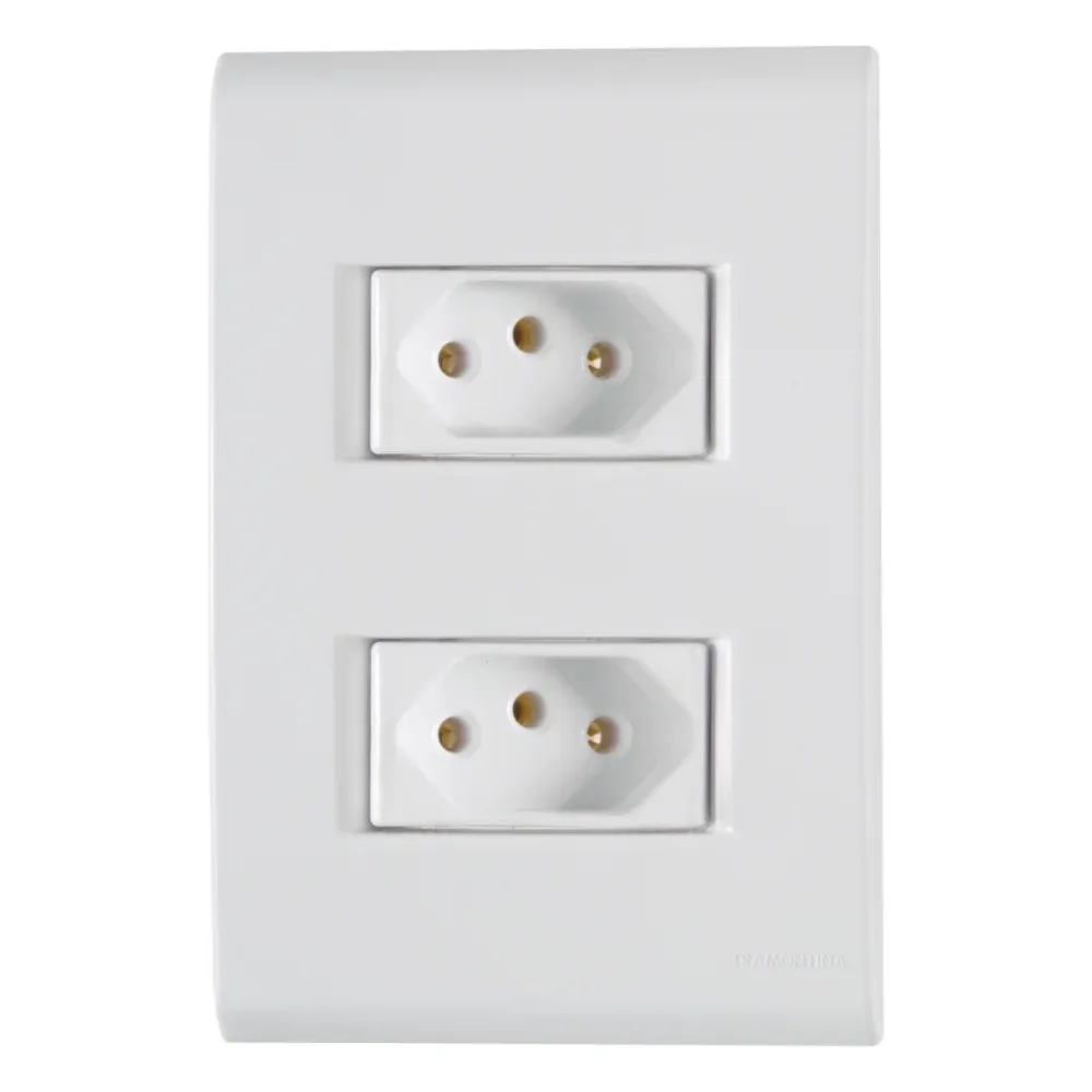 Conjunto 4x2 com 2 Tomadas 2P+T 10A 250V Branco Tramontina