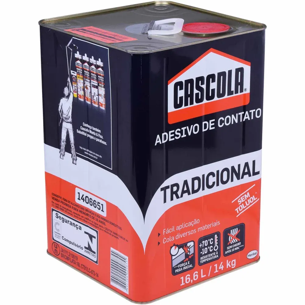 Adesivo de Contato Cascola Tradicional sem Toluol 14Kg Henkel - Imagem 4