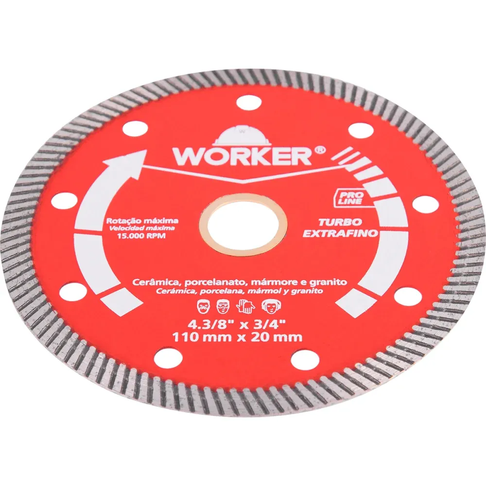 Disco de Corte Diamantado Turbo Extrafino 4.3/8" x 3/4" Worker - Imagem 3