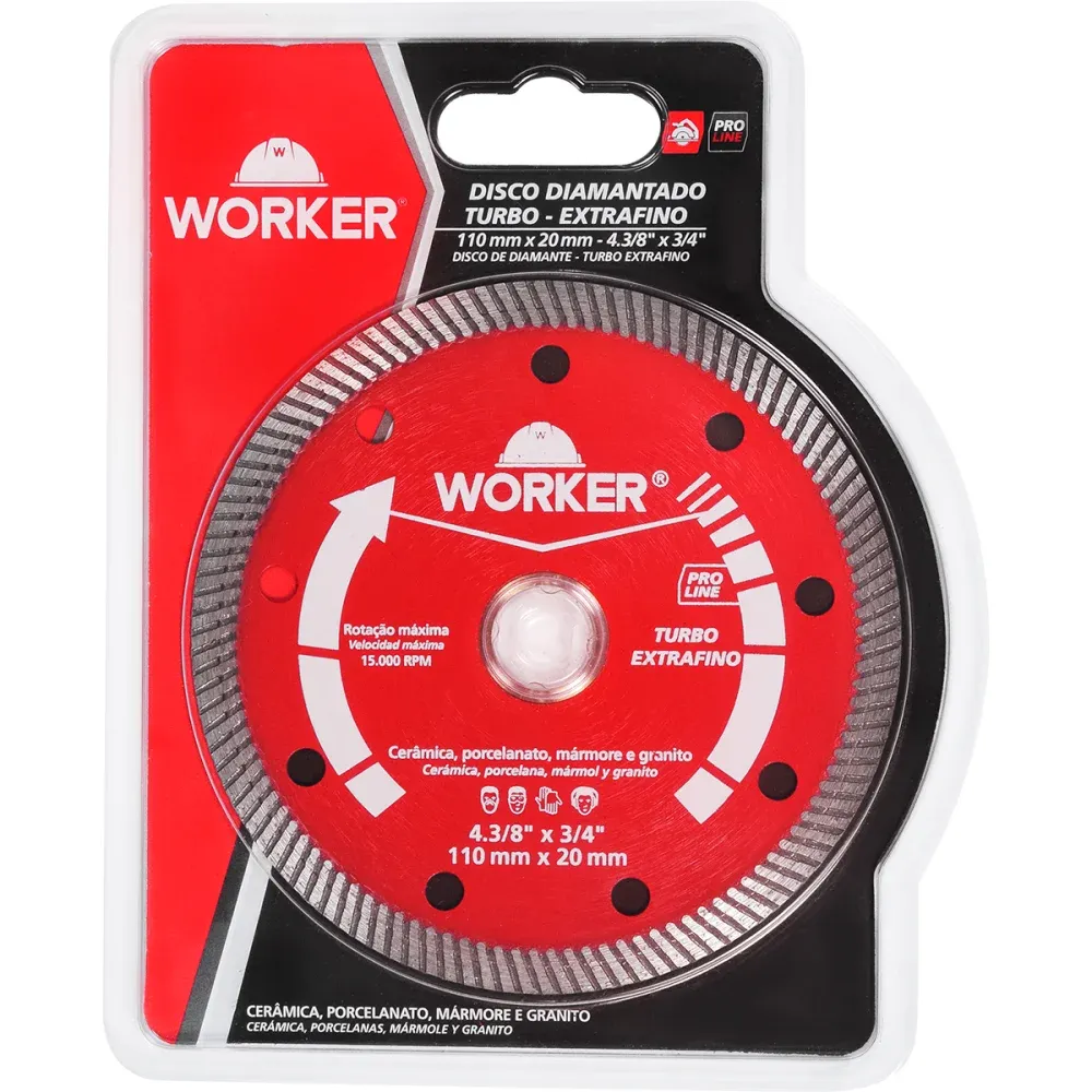 Disco de Corte Diamantado Turbo Extrafino 4.3/8" x 3/4" Worker - Imagem 5