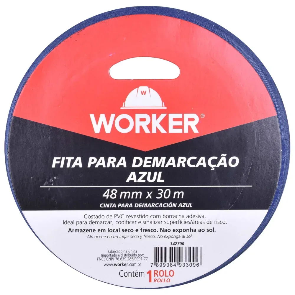 Fita Adesiva Para Demarcação Na Cor Preto 48mm x 30m Worker - Imagem 5