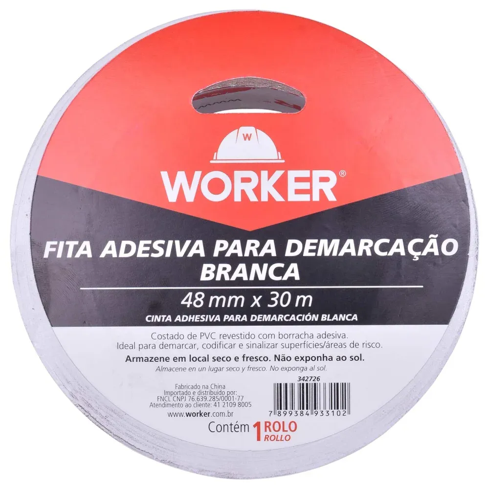 Fita Adesiva Para Demarcação Na Cor Preto 48mm x 30m Worker - Imagem 9