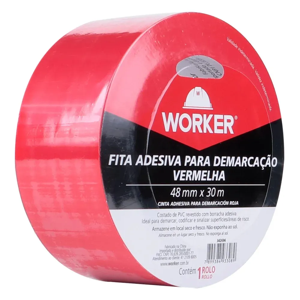 Fita Adesiva Para Demarcação Na Cor Preto 48mm x 30m Worker - Imagem 18