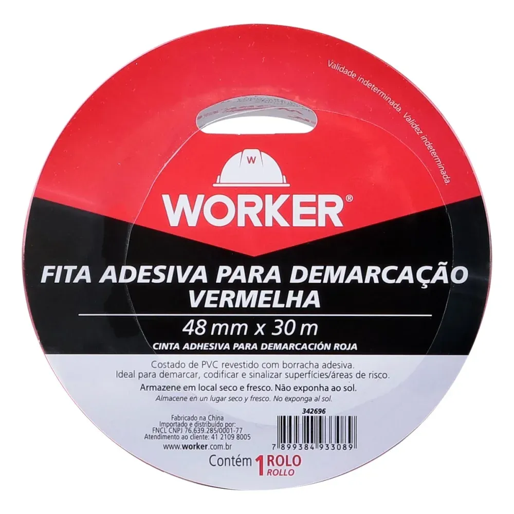 Fita Adesiva Para Demarcação Na Cor Preto 48mm x 30m Worker - Imagem 19