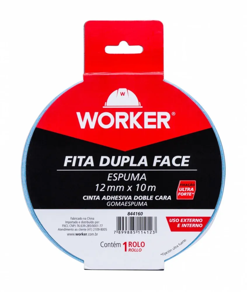 Fita Dupla Face Espuma Uso Interno e Externo 12mm x 1,5m Worker - Imagem 4