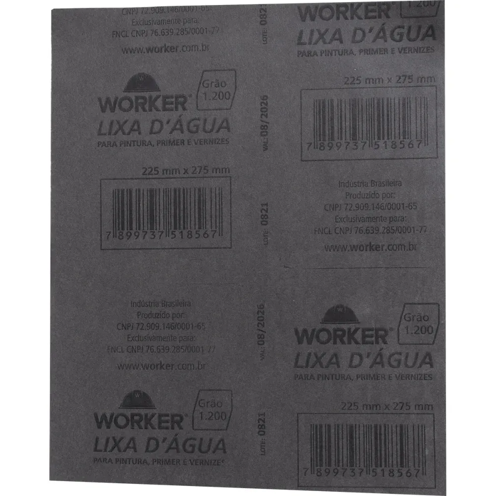Lixa D água Grão 1200 225mm x 275mm Worker - Imagem 3