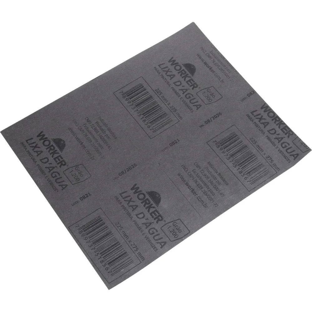 Lixa D água Grão 1200 225mm x 275mm Worker - Imagem 4