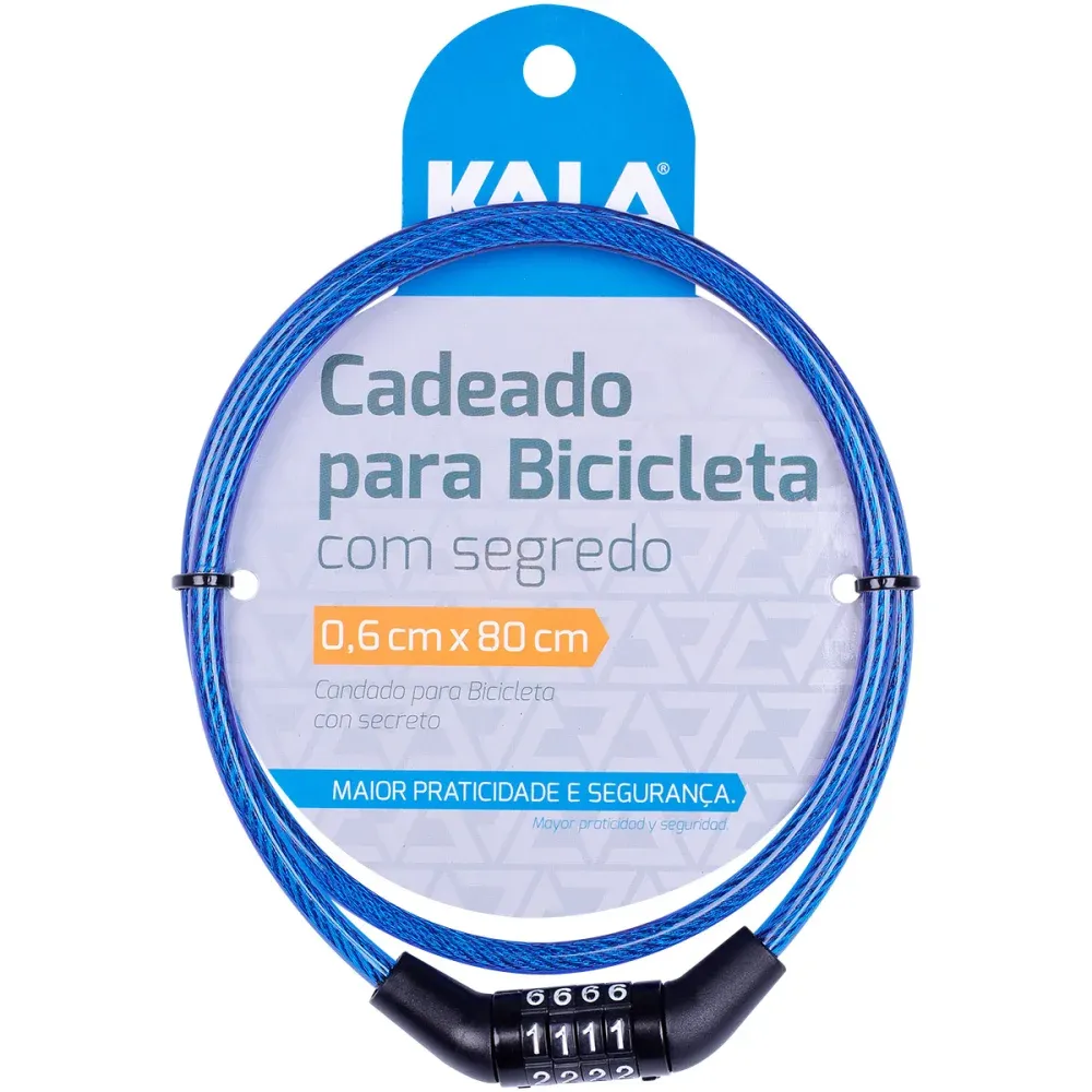 Cadeado Para Bicicleta Com Segredo 0,6cm x80cm Kala