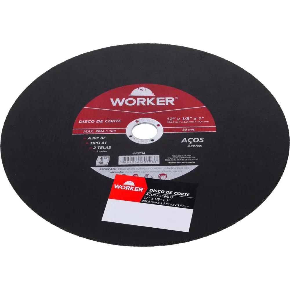 Disco de Corte para Aço com 2 Telas 12"x1" Worker - Imagem 3