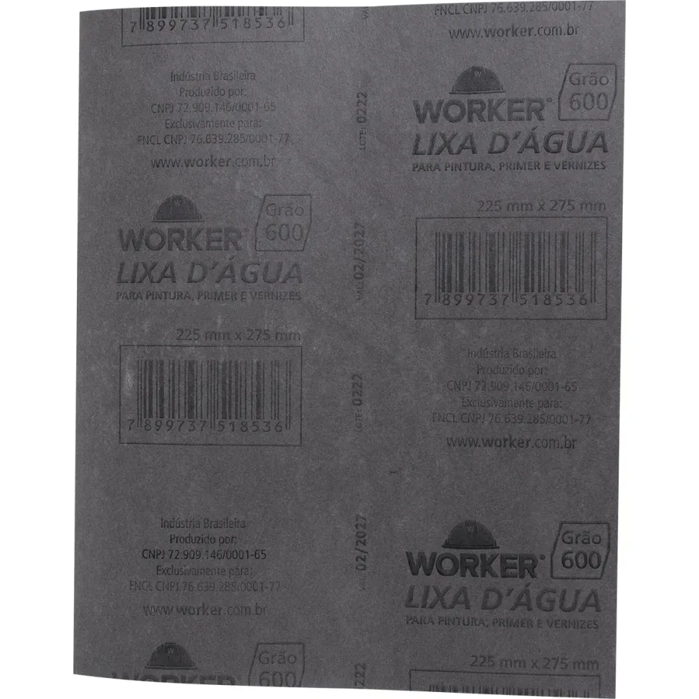 Lixa D água Grão 600 225mm x 275mm Worker - Imagem 3