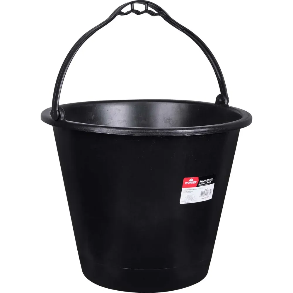 Balde de PVC para Construção Preto 12L Worker - Imagem 3