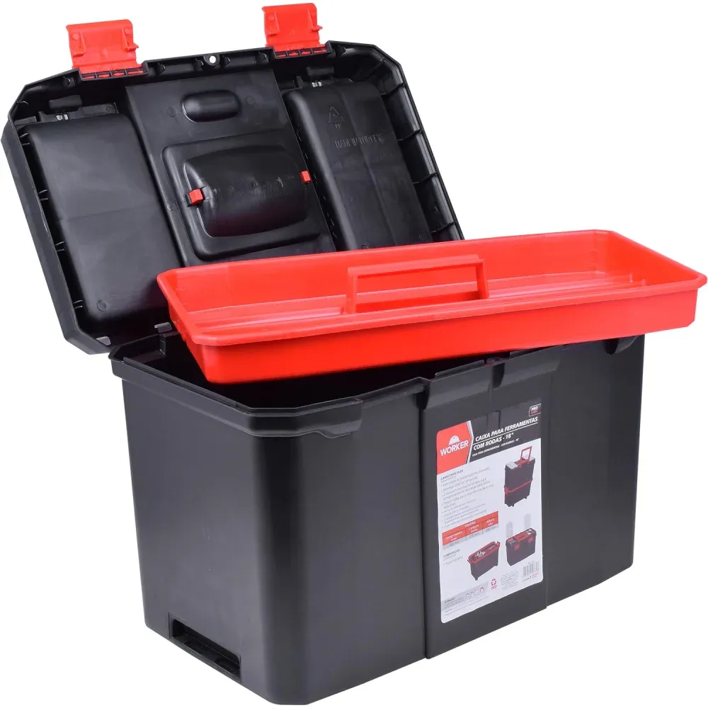 Caixa de Ferramentas com Rodas e Alça 18" Worker - Imagem 4