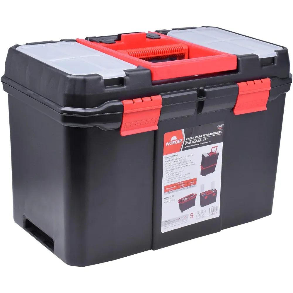 Caixa de Ferramentas com Rodas e Alça 18" Worker - Imagem 5