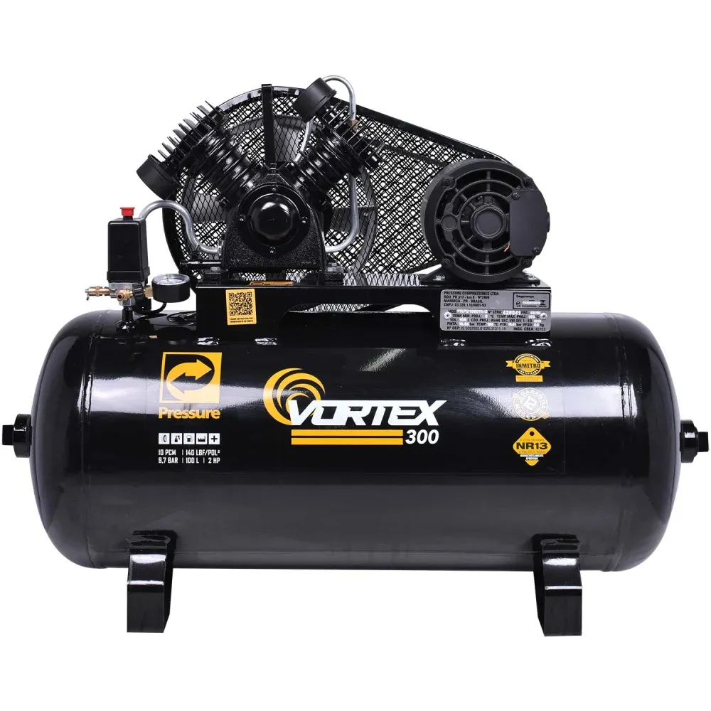 Compressor de Ar Vortex 300 10pcm  100L Trifásico Pressure