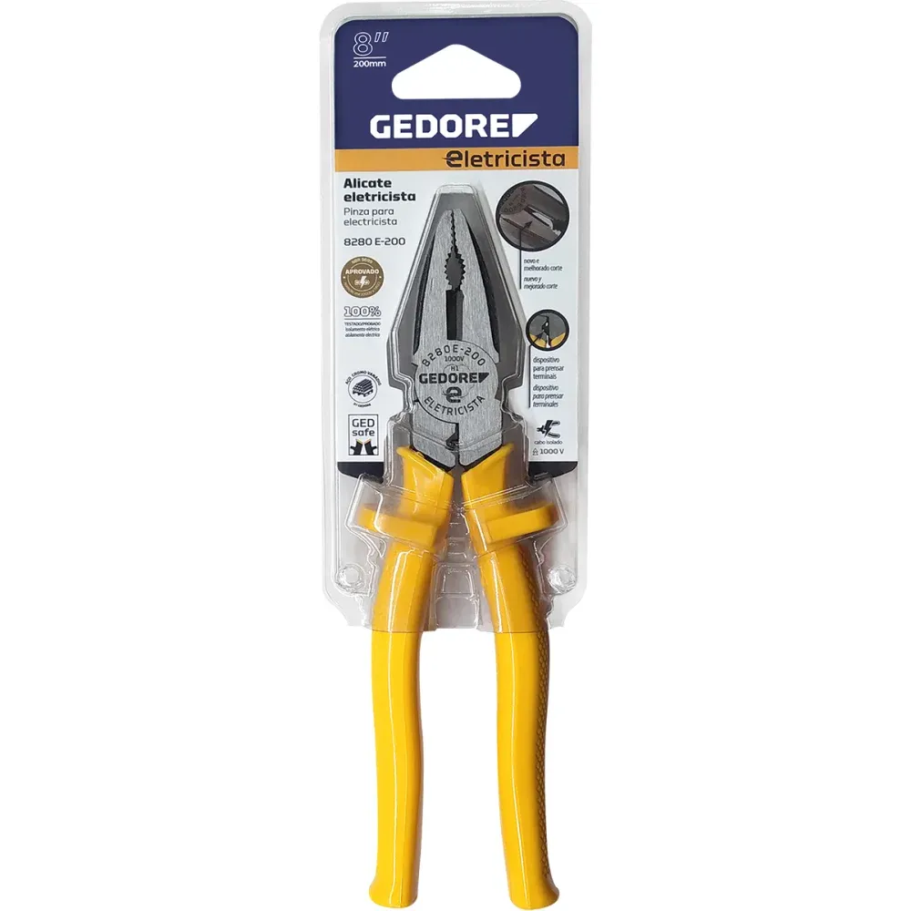 Alicate Universal Eletricista em Cromo-Vanádio 8" Gedore