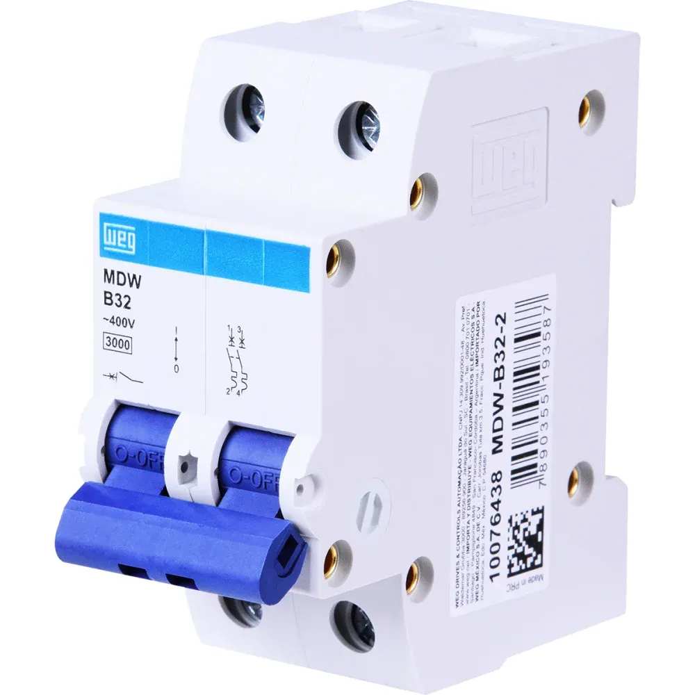 DISJUNTOR BIPOLAR WEG DIN CURVA B 32A 3KA