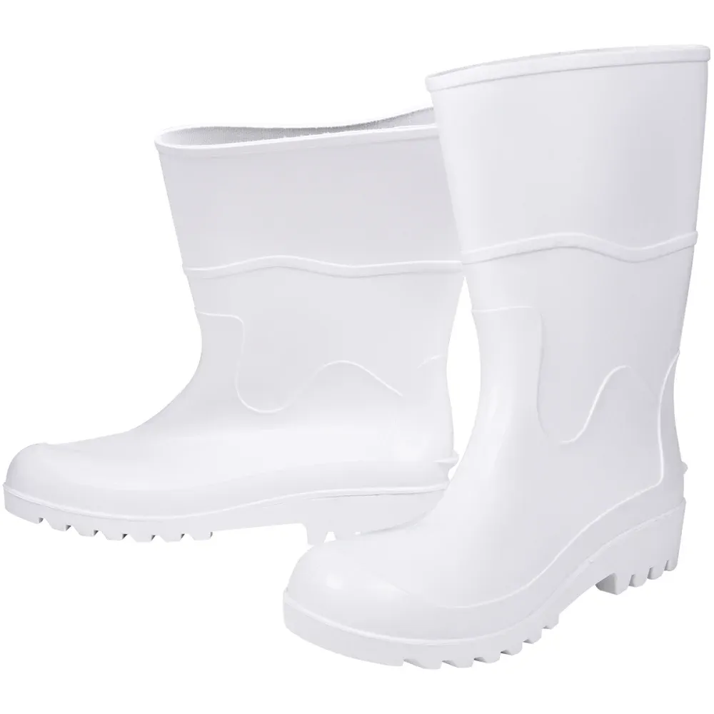 Bota PVC Branca Cano Médio Sem Forro Worker