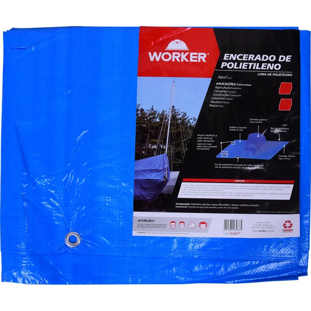 Lona Encerada de Polietileno 150 Micras Azul Worker - Imagem 17