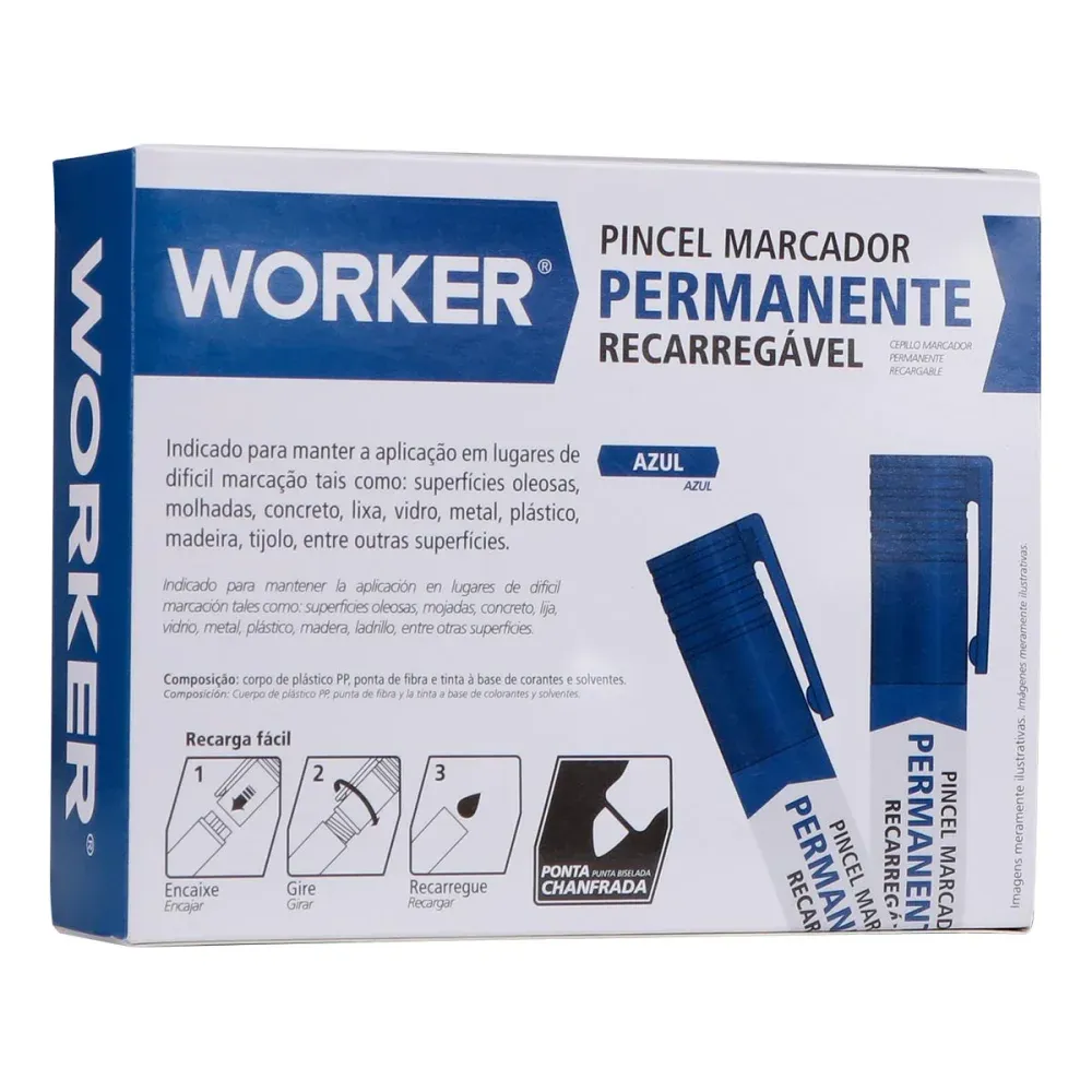 Marcador Permanente Recarregável Ponta Grossa Preto Worker - Imagem 8