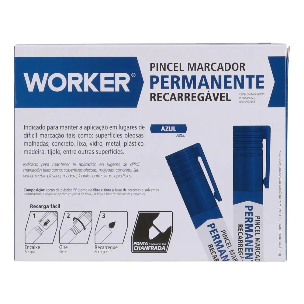 Marcador Permanente Recarregável Ponta Grossa Preto Worker - Imagem 12