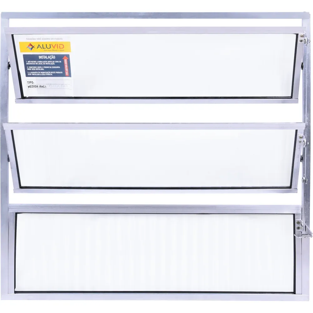Vitrô Basculante Canelado em Alumínio 60x60cm Aluvid