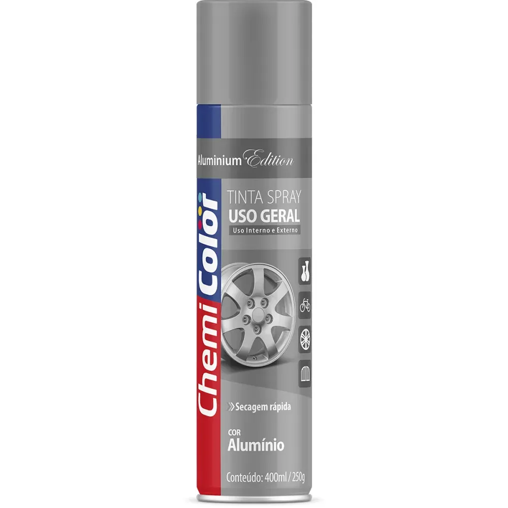 Tinta Spray Uso Geral Alumínio  400ml Chemicolor