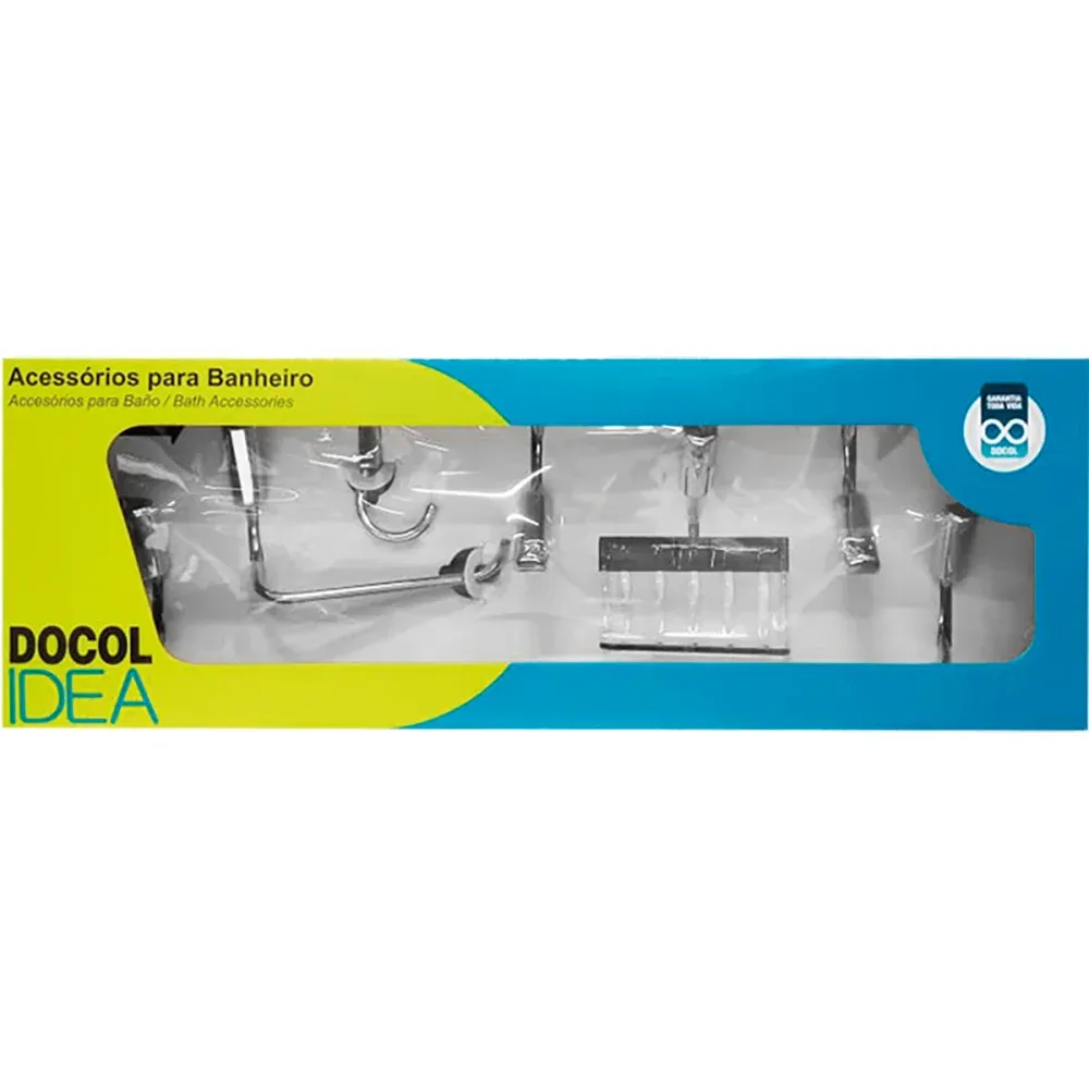 Kit Acessórios de Banheiro Idea Cromado 5 peças Docol - Imagem 3