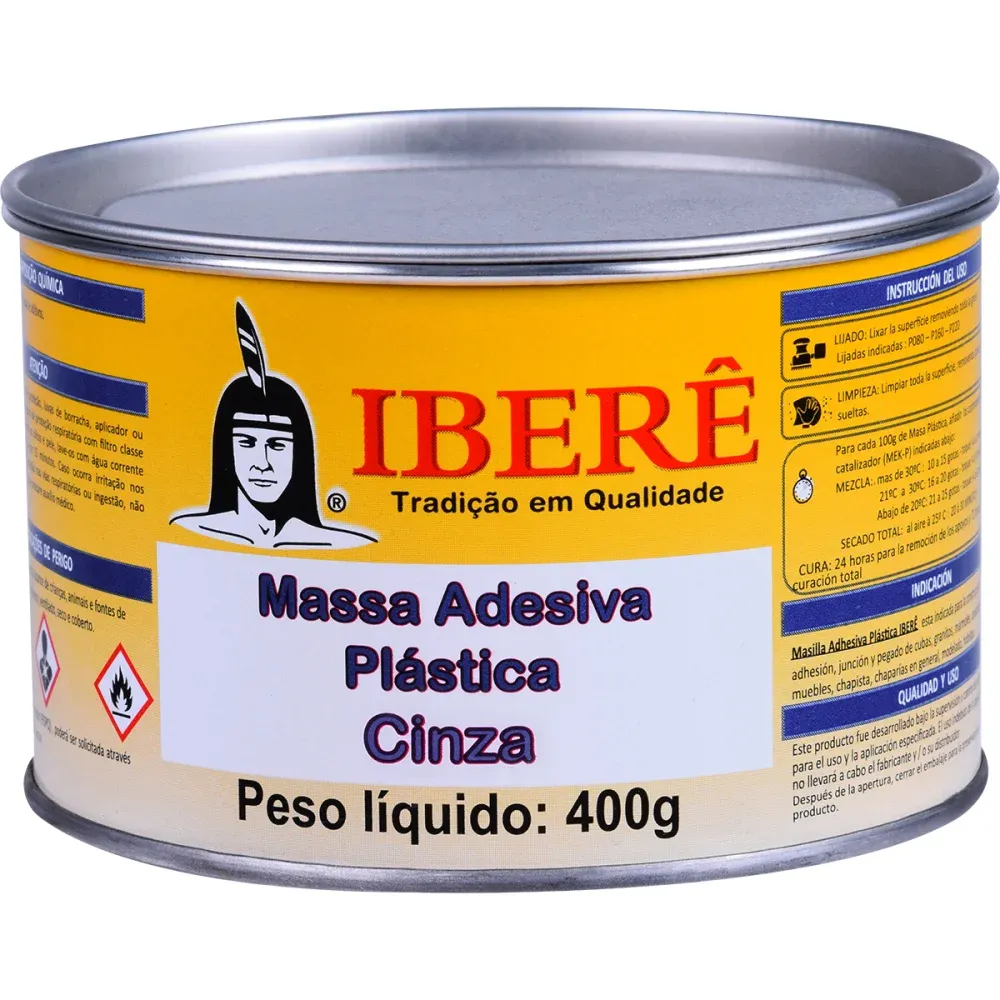 Massa Adesiva Plástica Cinza 400g Iberê - Imagem 2