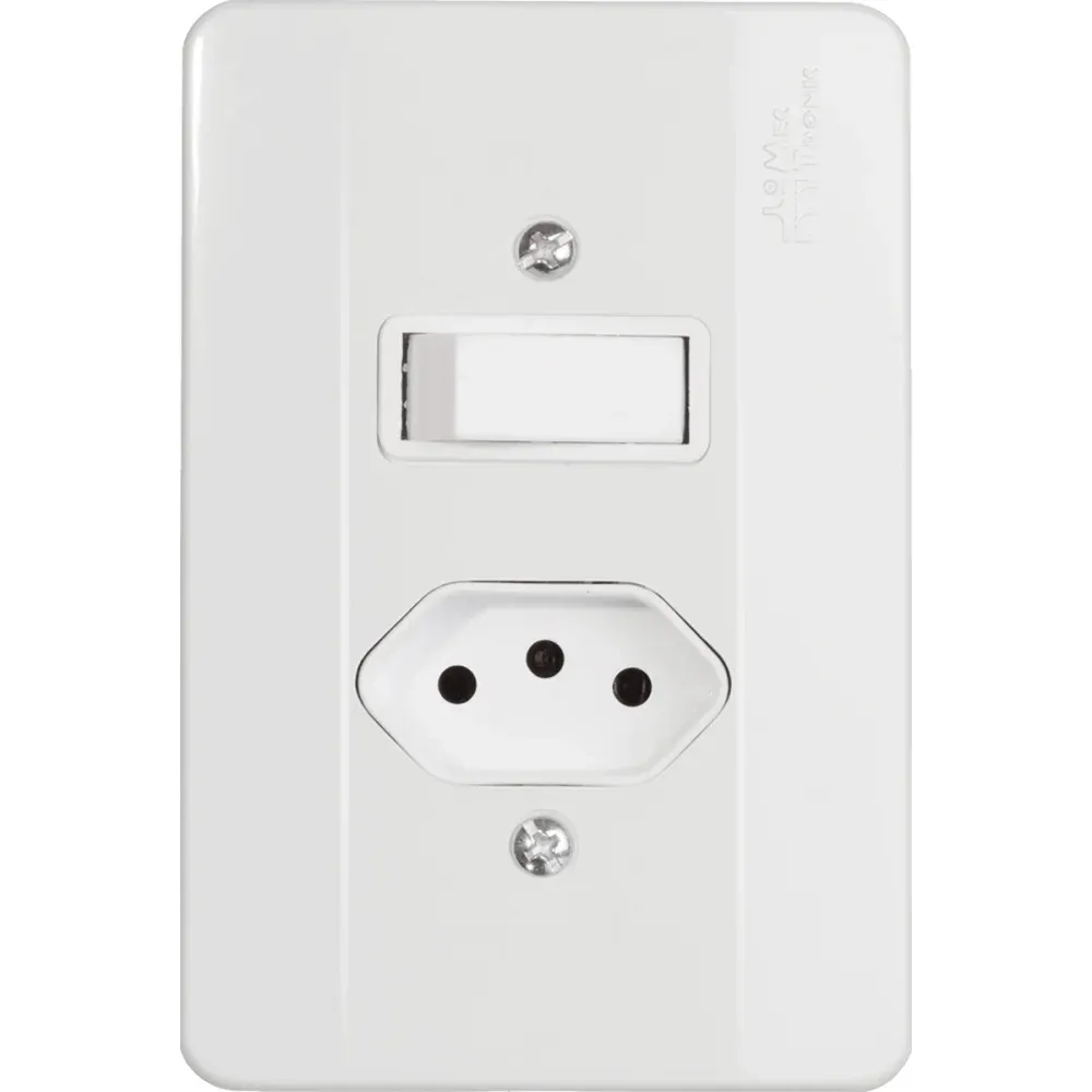 Interruptor Milleniun Simples com Tomada Branco 2P+T 20A Mectronic
