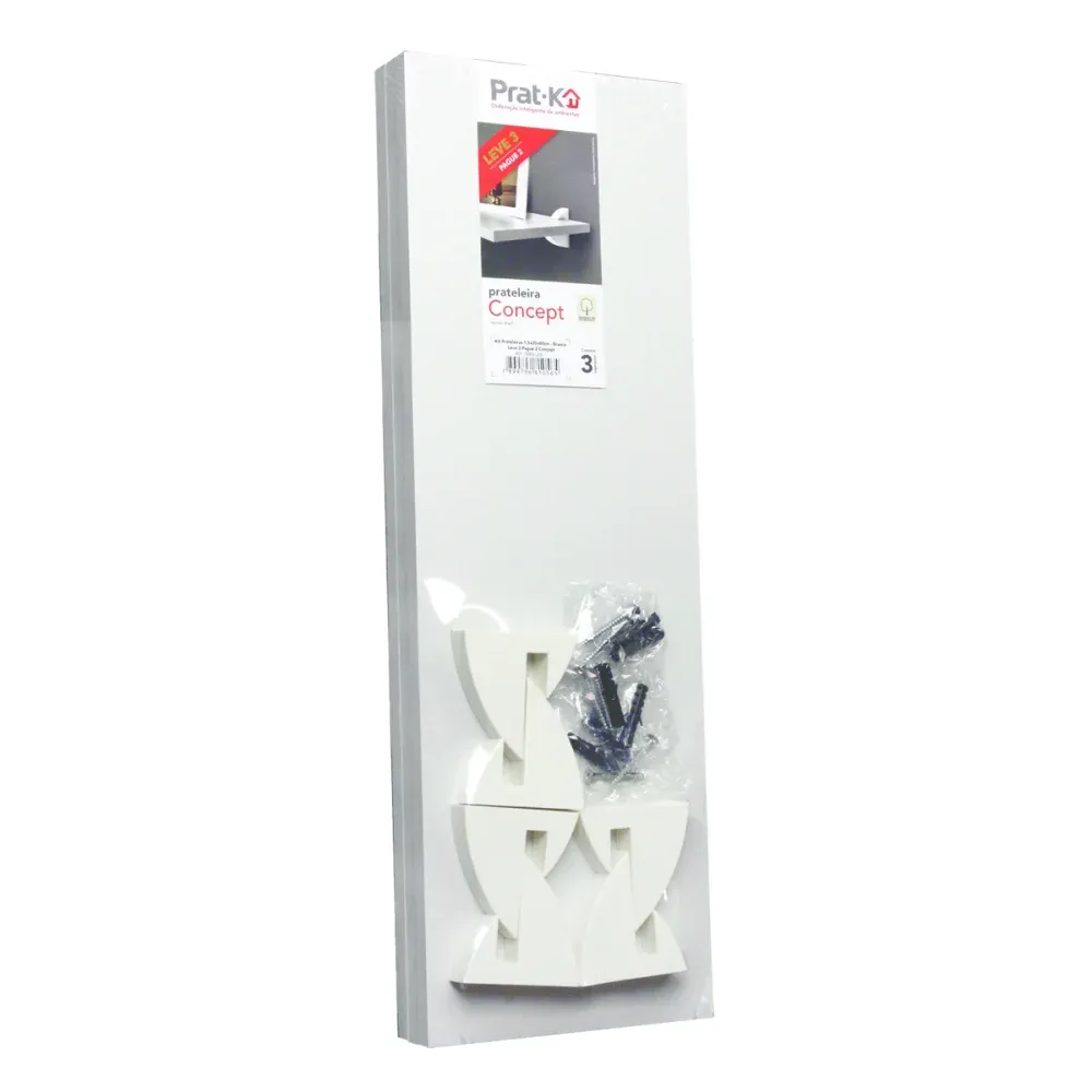 Kit Prateleira 3 Peças Branca 20x60cm Prat-K - Imagem 2