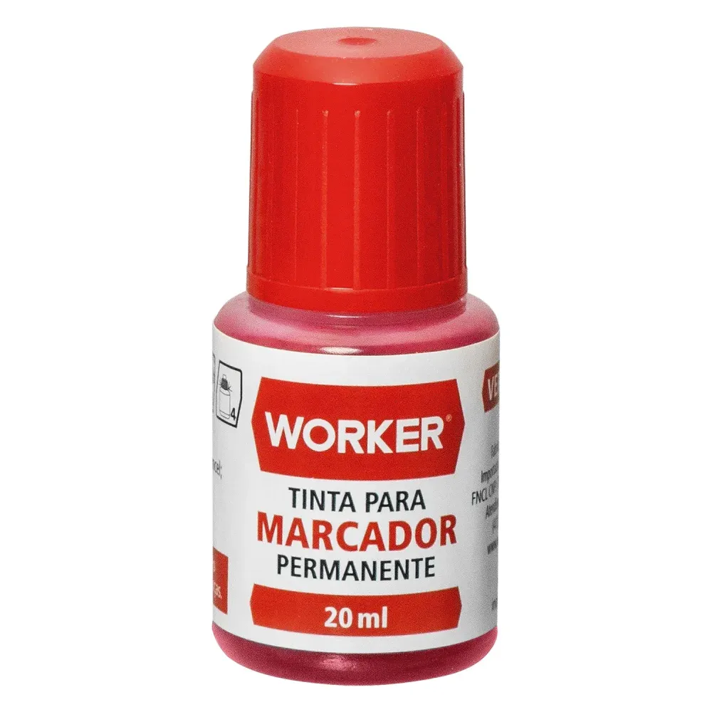 Tinta Marcador Permanente Vermelho com 20ml da Worker