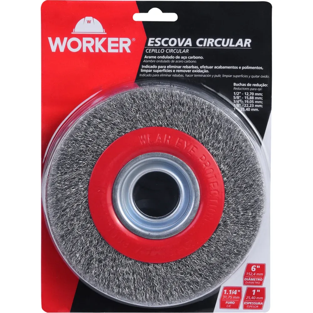 Escova Circular em Aço Ondulado 6"x 1/2" Worker - Imagem 14
