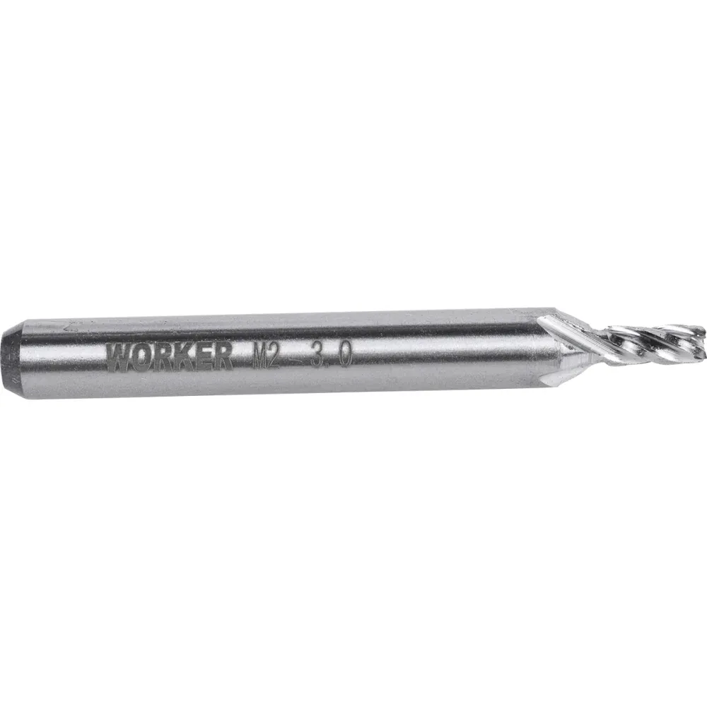 Fresa de Topo Reto Aço Rápido 3mm Haste 6mm Worker