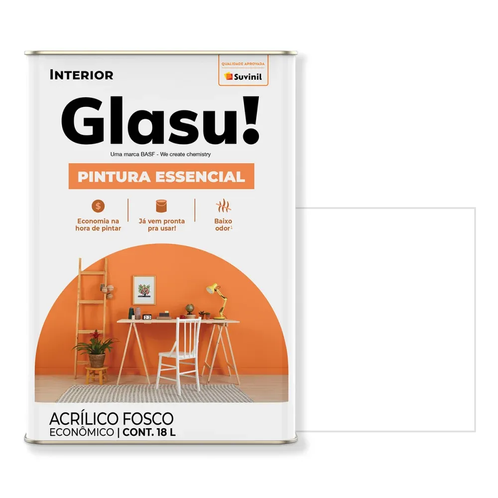 Tinta Acrílica Essencial Fosco Branca 18L Suvinil Glasu!