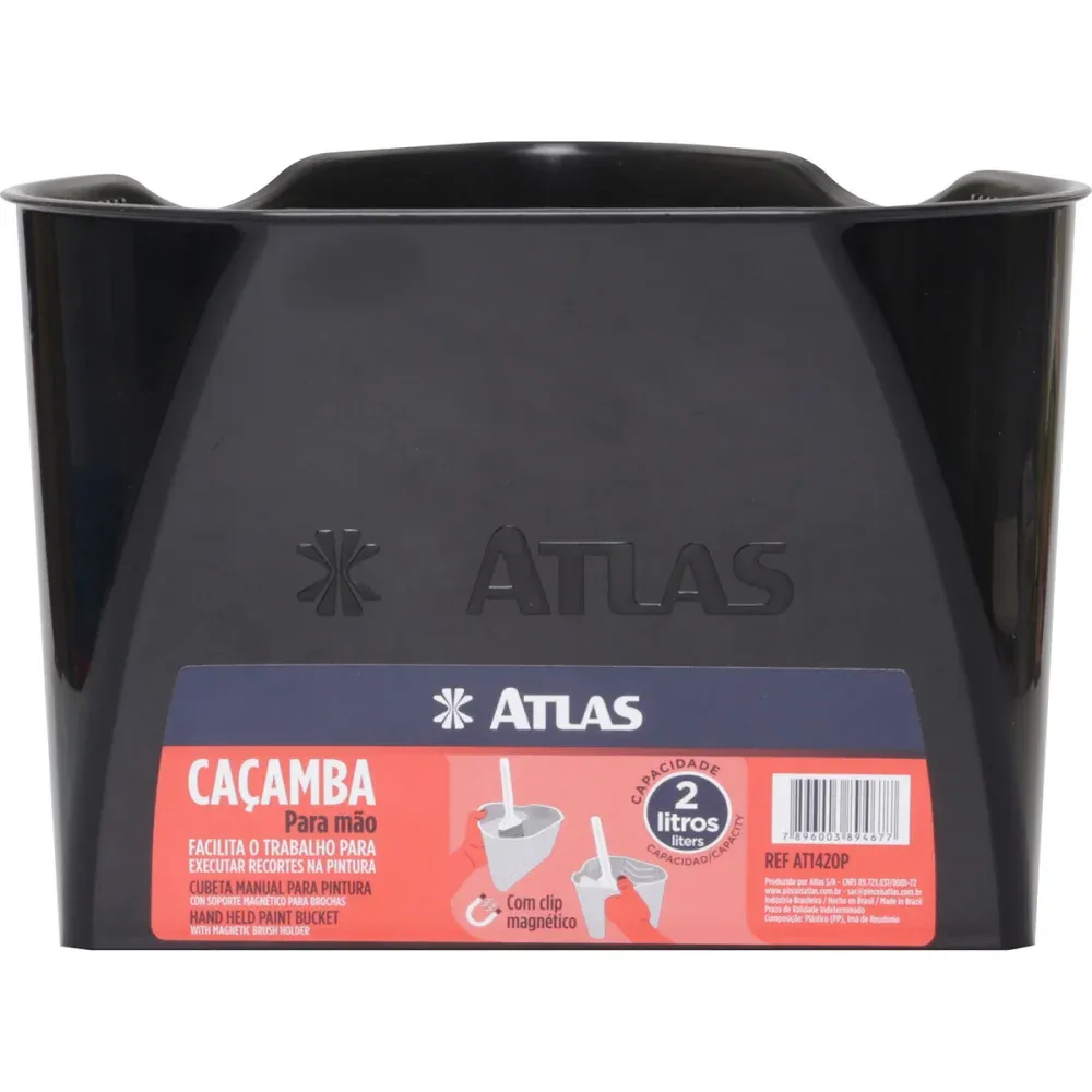 Bandeja Caçamba para Tinta de Plástico Preta 2L Atlas - Imagem 2