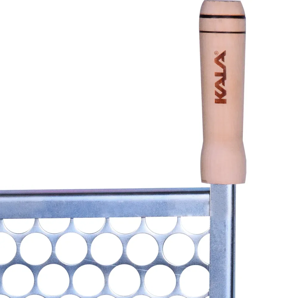 Grelha de Moeda em Aço Galvanizado e Cabo de Madeira 40x40cm Kala - Imagem 3