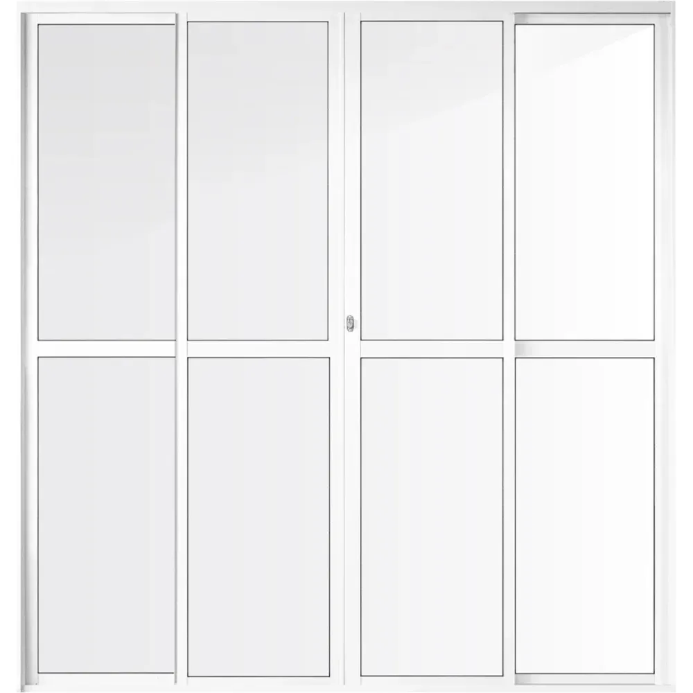Porta Balcão SPP em Alumínio Branco 4 Folhas Vidro Liso Aluvid