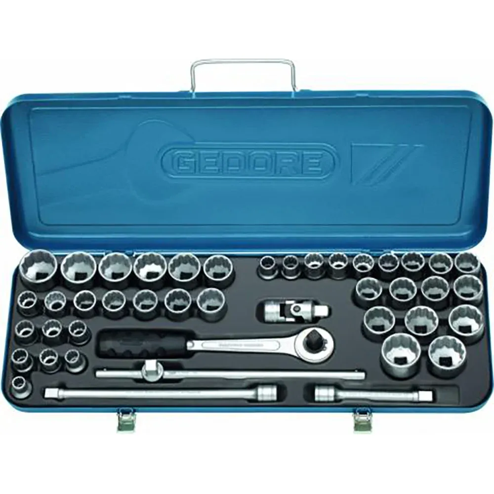 Jogo de Soquete Estriado 1/2" e Acessórios 43 Peças Gedore