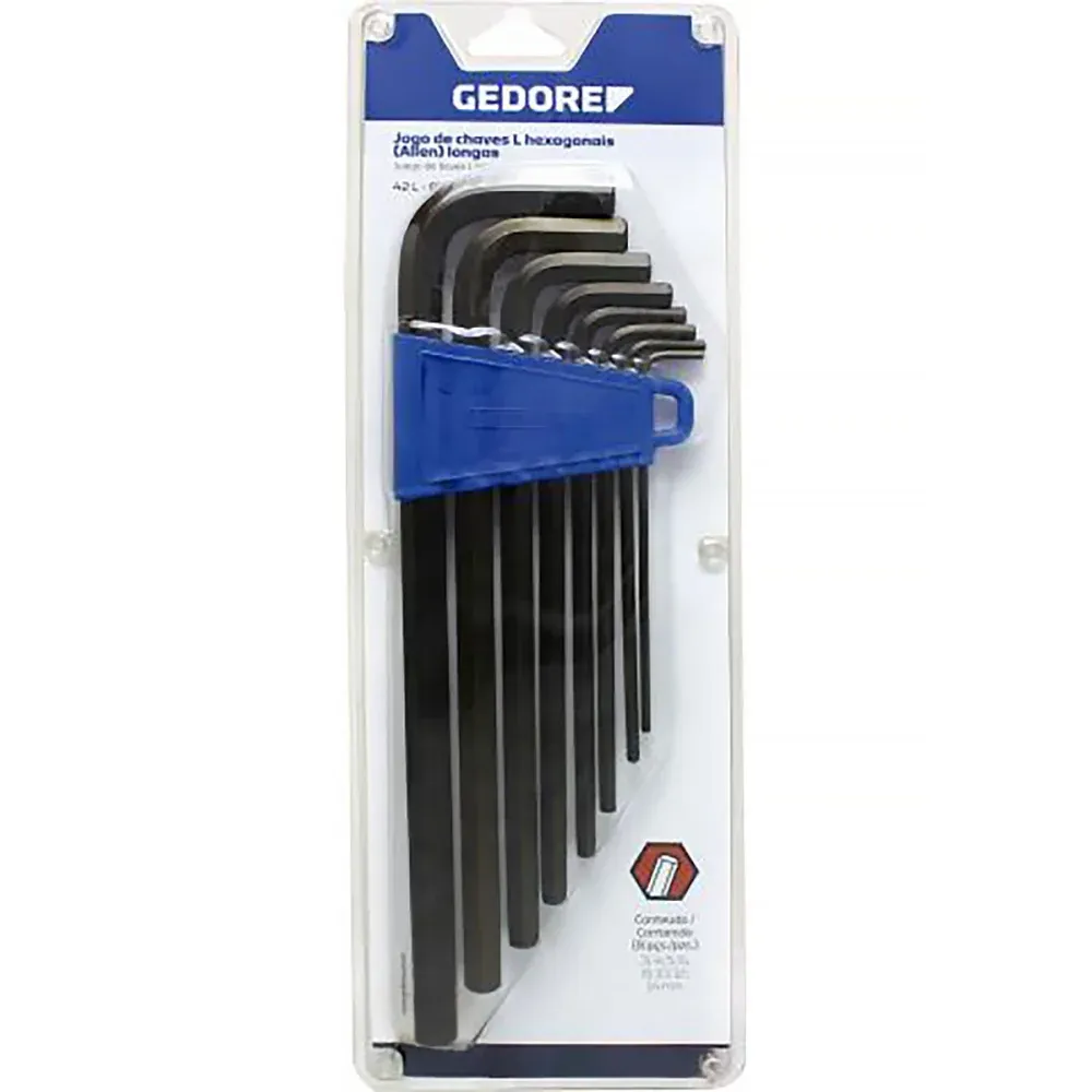 Jogo de Chave L Hexagonais Allen Longa com 14 Peças Gedore